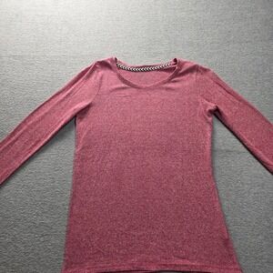 ProPlayer Womens Heather Pink Long Sleeve Crew Neck Athletic Top Shirt Size S